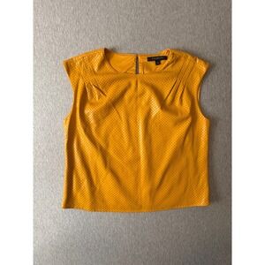 Marc New York Mustard Yellow Perforated Faux Leather Sleeveless